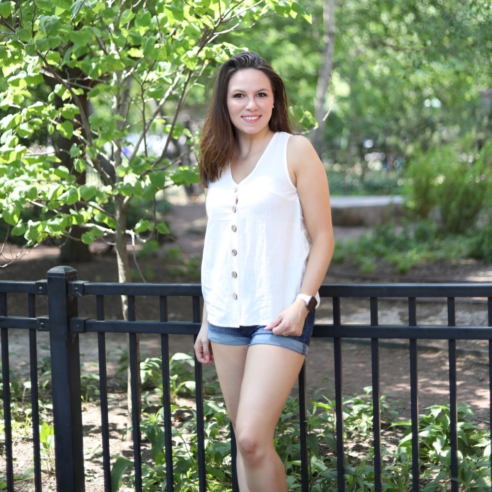 White button down tank top